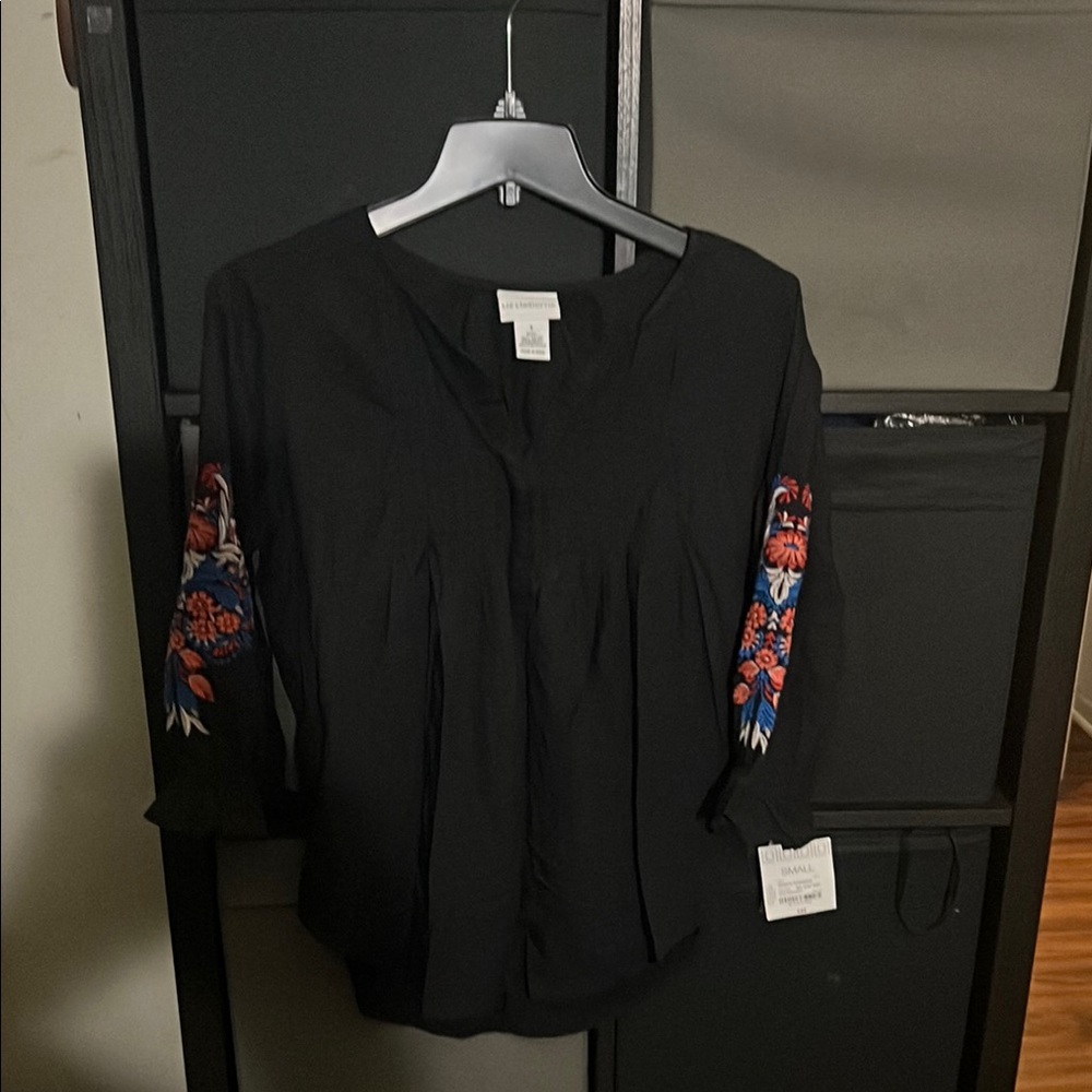 Black Embroidered Top by Universal Thread